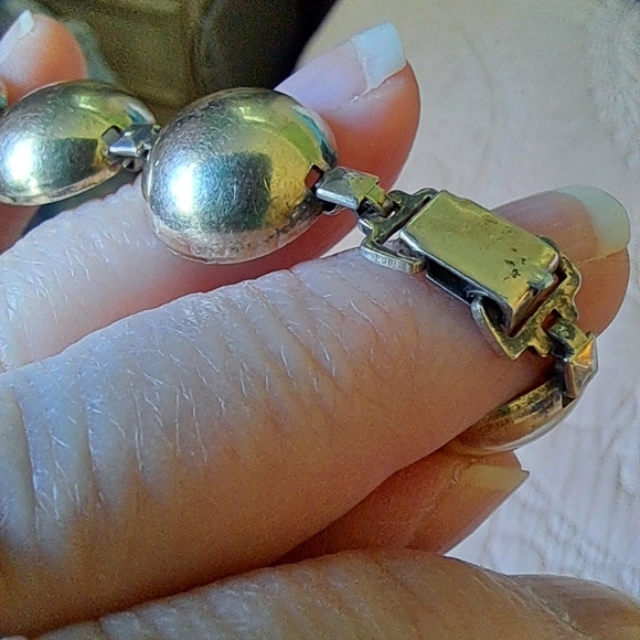 Vintage 14kt over Sterling Silver Symmetalic Half Sphere Bubble Bracelet - Picture 9 of 13